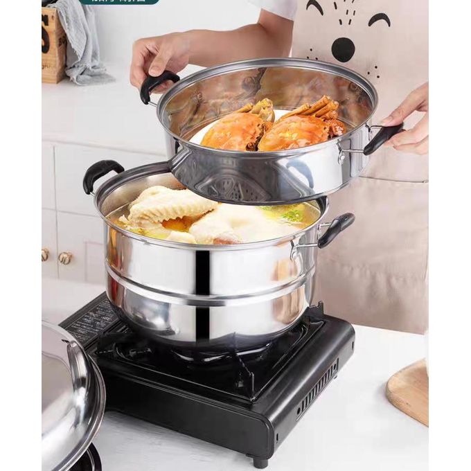 Nine 28cm 2 In 1 Stainless Steel Steaming Pot - Image 2